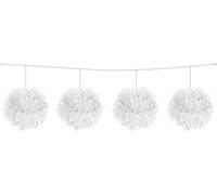 Folat De Pom Pom Guirlande en Papier Nid d'abeille 3 m Blanc