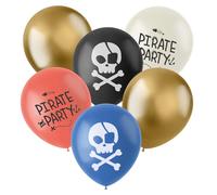 Folat Décoration anniversaire enfant latex Party-33 cm-6 pièces-Ballons pour fête pirate fille garçon, 27474, Multicolore