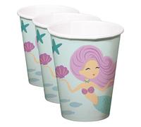 Folat Décoration d'anniversaire Bleue avec paillettes Irisé-Gobelets-Mermaid Magic-250 ml-8 pièces-Vaisselle Sirène Fille Princesse Mer Fête, 23926, Vert (Lot de 3)