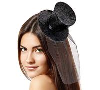 Folat Diadème avec Chapeau Haut-de-Forme Paillettes (Taille Unique, Noir)