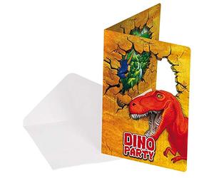 Folat - Dino Party - Carte d'invitation Dinosaure - 6 cartes avec leurs enveloppes