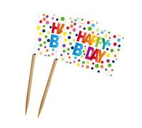 Folat Happy Bday Lot de 50 brochettes à Pois