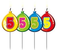 Folat Lot de 4 Bougies à Chiffres en Forme de Ballon - 5 Anniversaires - Anniversaire