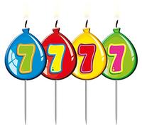 Folat Lot de 4 Bougies à Chiffres en Forme de Ballon 7 Anniversaire