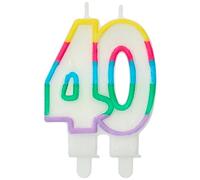 Folat Numéro Chiffre 40-7,5 x 6 cm-Bougies décoration de D'anniversaire, Happy Birthday, Anniversaires, Gâteau de Mariage, Colorblock, 24183, Multicolore, 6 cm