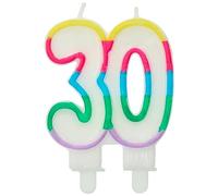Folat Numéro Colorblock Chiffre 30-7,5 x 6 cm-Bougies décoration de D'anniversaire, Happy Birthday, Anniversaires, Gâteau de Mariage, 24182, Multicolore