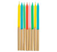 Folat Retro Métallique 10cm-24 pièces-Bougies décoration de D'anniversaire, Happy Birthday, Anniversaires, Gâteau de Mariage, 24256, Multicolore
