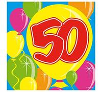 Folat Serviettes en Papier pour Anniversaire 50 Ans Multicolores 25 x 25 cm - 20 pièces