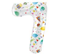 Folat- Zahl 64177 Ballon Aluminium Numéro Chiffre 7 Joyful Party 86 cm-héliumballon pour Date, Anniversaire, Décoration, Multicolore