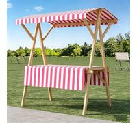 Foldable Farmers Market Stand with Canopy | Booth du vendeur d'extérieur avec tissu aéré et tablette, carton de marché pliable pour agriculteurs (15,47,2 pouces roulé)