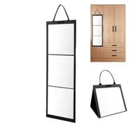 Foldable Mirror - Full Length Mirror, Shatterproof Tri Fold Glass For Dorm | 12.4 X 12.2 In | Shatterproof HD Glass Tri Fold Handle | Portable Hanging Wall Mount For Camping, Makeup, Backstage