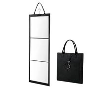 Foldable Mirror - Shatterproof Glass Tri-Fold, Handheld Full Length, Black | Portable Cosmetic Accessory, Shatterproof Glass, Tri-Fold Design, Full Length View, Clear Reflection, Makeup Mirror,