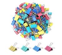 Foldback Klammern,100 Pièces Pince Double Clip 15mm Binder Clips Couleur Foldback Pinces Métal Pinces Papier Pince à Document Pince à Dessin Fournitures de Bureau