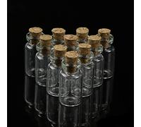 Folewr Lot de 10 mini fioles en verre avec bouchon en liège 0,5/1/2/20 ml