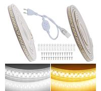 FOLGEMIR 3m Ruban à LED Blanc Chaud, Bande de 5630 SMD 180 LEDs/m, 220V 230V strip, éclairage très lumineux, IP65 étanche