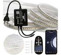 FOLGEMIR Ruban à LED 25m Blanc Froid, Bande de contrôle WIFI/APP, dimmable avec transformateur 220V & télécommande IR, 2835 SMD 144 Leds/m, Minuterie, étanche IP65