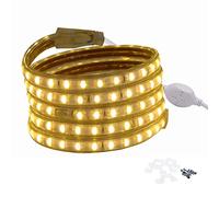 FOLGEMIR Ruban à LED 3m Blanc Chaud, Bande Lumineuse 220V 230V, 5050 SMD 60 Leds/m strip, IP65 étanche, rétro-éclairage lumineux