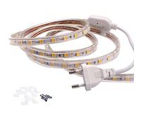 FOLGEMIR Ruban à LED 3m Blanc Chaud, Bande Lumineuse 220V 230V, 60 Leds/m strip, IP65 étanche, rétro-éclairage doux