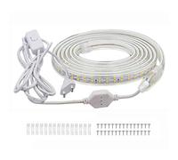 FOLGEMIR Ruban à LED avec interrupteur 3m Blanc Chaud, Bande de 2835 SMD 180 LEDs/m, 220V 230V strip, éclairage très lumineux, IP65 étanche pour jardin fête mariage