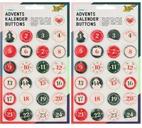 folia 1209 - Boutons de Calendrier de l'Avent avec Chiffres à Fixer sur des Sacs en Toile de Jute ou Sacs Cadeaux de 1 à 24 avec épingle, pour numéroter des Cadeaux et des sachets (Lot de 2)