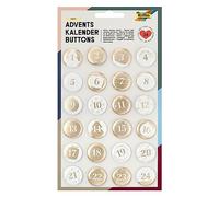 Folia Boutons pour calendrier de l'Avent folia 1219 – Lot de 24 nacrés en métal blanc/doré