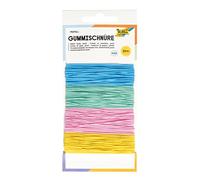 Folia 13704 13704 Lot de 4 Cordons élastiques élastiques Fins en Caoutchouc de 5 m de Long et 1 mm d'épaisseur pour travaux manuels, Masques, Bracelets, etc. Multicolore