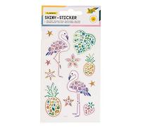 folia 18302 - Shiny Stickers, flamant rose, 12 autocollants, en strass colorés, dans différents motifs, facile à retirer du film.