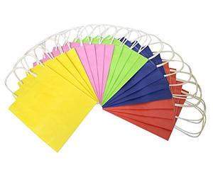 folia 21209/10 Lot de 10 sacs cadeaux en papier kraft Couleurs assorties Env. 12 x 5,5 x 15 cm