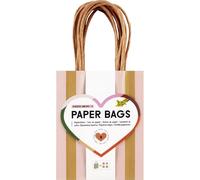 folia 21224/8 - Sacs en papier STRIPES AMORE S, 8 sacs en papier 110 g/m² FSC Mix en 4 couleurs, env. 12 x 15 x 5,5 cm, pour bricoler, décorer et offrir