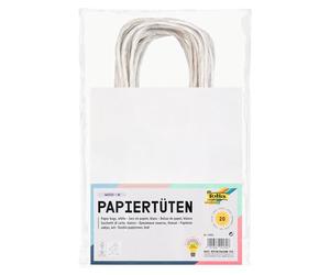 folia 21800 - Lot de 20 sacs en papier kraft - 18 x 8 x 21 cm - Blanc - Pour bricoler, décorer et offrir
