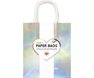 folia 21879/7 - Paper Bags IRIDESCENT M, 7 sacs en papier kraft 110 g/m² irisé et chatoyant, env. 18 x 21 x 8 cm, pour bricoler, décorer et offrir
