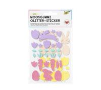 folia 23779 - Moosgummi Glitter Sticker EASTER, 52 pièces en 5 couleurs différentes, autocollants de Pâques pour décorer et orner