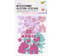 Folia Stickers pailletés en caoutchouc mousse Unicorn - assorti en 4 couleurs, 37 pièces