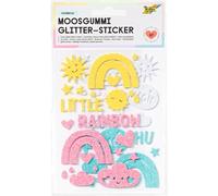 Folia 23789 - Moosgummi Glitter Sticker, Rainbow, Assortis en 4 Couleurs différentes, 67 pièces pour décorer et orner