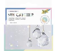folia 23849 - Sun Catcher CRYSTAL TRIO, 3 attrape-soleil en verre avec 16 m de fil métallique doré, Ø 2, 3 et 4 cm de cristaux à suspendre, Transparent/Gold