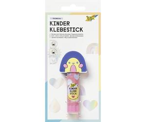 folia 2412 - Bâton de colle pour enfants RAINBOW, 10 g, bâton de colle incolore avec motif arc-en-ciel et capuchon 3D, sans acide ni solvant, colle pour papier et carton