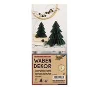 Folia 49211 - Décor nid d'abeille Classic Xmas Trees, Set de 2 pendentifs de Noël, Hauteur env. 20 et 13 cm, décoration de Noël Pliable pour l'intérieur, Dark Green