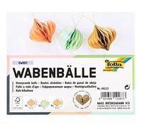 folia 49222 - Balles en nid d'abeille Sweet, Set de 3 pendentifs de Noël, diamètre env. 8 cm, décoration de Noël Pliable pour l'intérieur