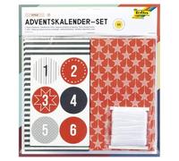 folia 9395 - Calendrier de l'Avent style avec 24 sachets en papier de qualité alimentaire de 10 x 17,5 x 5,5 cm, ruban de satin de 7 m et autocollants numérotés