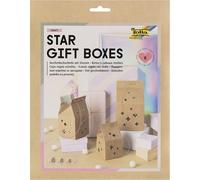folia 972 - Star Gift Boxes KRAFT, 6 boîtes cadeaux avec des découpes en forme d'étoile en 3 tailles, y compris 5 m de fil métallisé en or rose et instructions