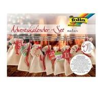 folia 63121 Calendrier de l'Avent avec sachets en Toile de Jute 2 m de Long, 24 sachets de 10 x 13 cm et 24 étiquettes à Chiffres pour Les Petites Surprises de l'Avent