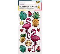 Folia Folia Lot de 13 autocollants en plastique brillant métallisé avec motif flamant rose, idéal pour décorer des cartes de vœux, des travaux manuels et du scrapbooking, Coloré