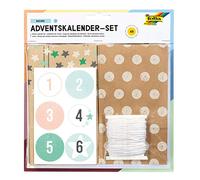 Folia Nature 9396 Calendrier de l'Avent avec 24 Sacs en Papier Alimentaire 10 x 17,5 x 5,5 cm Cordon de 7 m et Autocollants numérotés
