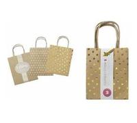 Folia – Sac en papier 'Noël' grand – Kraft marron – Lot de 3 (18 x 8 x 21 cm)
