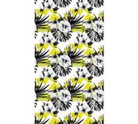 Foliage, rideau imprimé grand fleur noir et blanc fond jaune 140x245 cm, 1 part Multicolore G