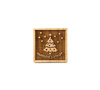Folkroll 13275 - Tampon à biscuits - Tampon à pâtisserie décoré carré, motif sapin de Noël Merry Christmas - bois de hêtre - 55x55mm