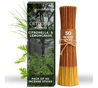 Folkulture Bâtons d'Encens Citronnelle, Lemongrass, Extérieur (50 Bâtons, 30cm) - Combustion Lente, Non Toxique, Essentiel Camping, Terrasse & Balcon, Longue Durée