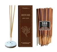Folkulture Encens Baton Premium avec Porte Encens Incense Sticks 100 bâtons | Oud , Bio,sans Charbon, Non Toxiques , Combustion 45 Min , Méditation,spiritualité, Prière, Cadeaux & Parfum d'automne