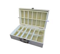 FOLLIET Coffret de Présentation de Thés 24 Cases, 2 Étages, Laqué Matifié de Couleur Crème avec Poignée Valise