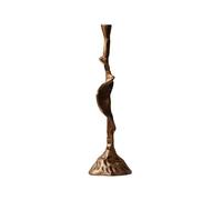 Folpus Bougeoir Vintage Porte-Bougie Candélabre Support de Bougie Décoratif en Aluminium Coulé Profil Élancé Gain de Place Adapté aux Repas Lumière Douce, Bronze Antique, Grand
